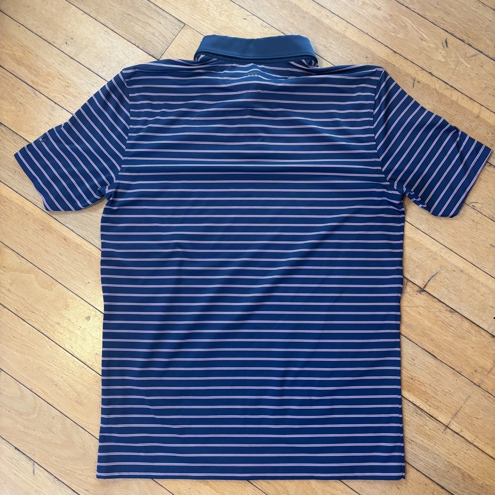 Rhone LPGA Striped Performance Polo Mens Large Navy Golf Shirt - Picture 3 of 7